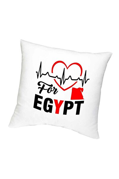Generic Heart Beats For Egypt Printed Cushion White/Black/Red 45cm