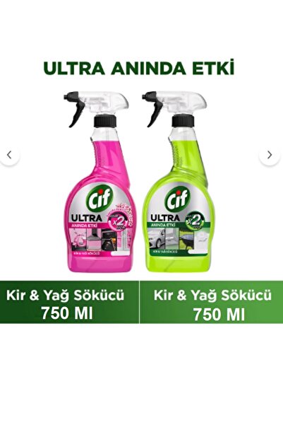 Cif Ultra Sprey Sakura Parfümlü 750 Ml + Ultra Anında Etki Kir ve Yağ Çözücü 750 Ml CF