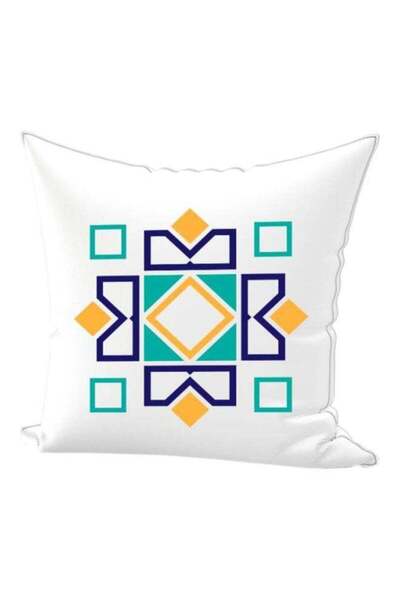 Generic Geometric Pattern Printed Throw Pillow White/Blue/Green 40x40cm