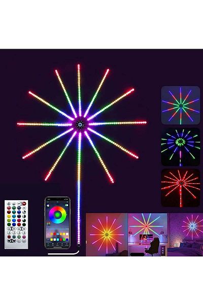 Generic شريط إضاءة ألعاب نارية ذكي جديد من TIGER، مع تطبيق وجهاز تحكم عن بعد، RGB، متغير الألوان، مناسب لغرف النوم