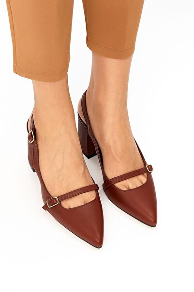 adelix Kadın Topuklu Tek Bant Stiletto Ayakkabı Bordo