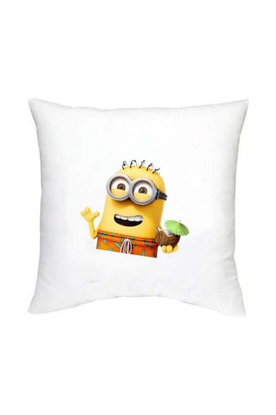 Generic Minion Character Printed Cushion White/Yellow/Orange 16x16inch