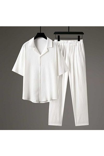 Fifty Color 2-Piece Combination Shirt and Trousers Set with Wrinkle-Free Fabric
