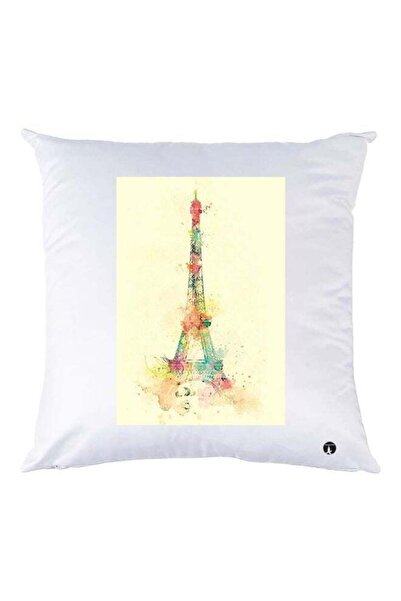 Generic Eiffel Tower Printed Decorative Throw Pillow White/Yellow/Green 30x30cm