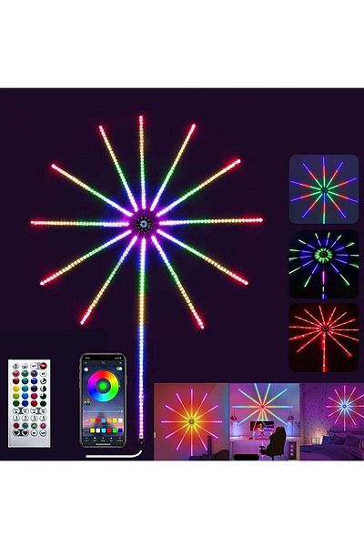 Generic شريط إضاءة ألعاب نارية ذكي جديد من TIGER، مع تطبيق وجهاز تحكم عن بعد، RGB، متغير الألوان، مناسب لغرف النوم