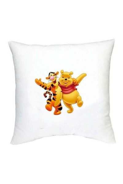 Generic Winnie The Pooh Character Printed Decorative Pillow White/Yellow/Red 16x16inch