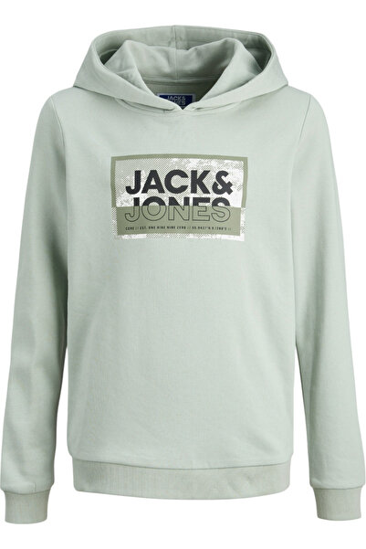 Jack & Jones Κουκούλα Hanorac JACK & JONES Logan Print JNR - 12254120-Aqua Gray