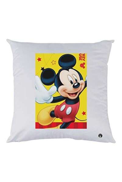 Generic Mickey Mouse Printed Decorative Throw Pillow White/Yellow/Black 30x30cm