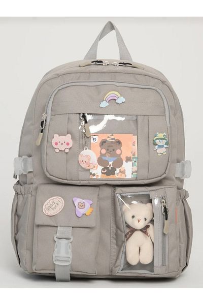 PRİYA JEWELERY Korean Style School Bag Girls and Boys Backpack with Accessories
