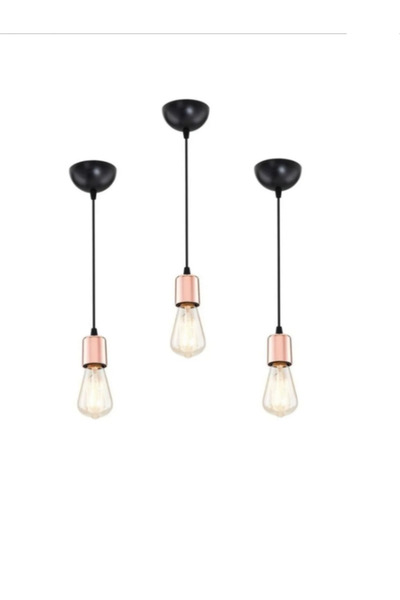 zorbey enet aydınlatma Rustik Siyah Tekli Sarkıt Avize Bakır Laleli