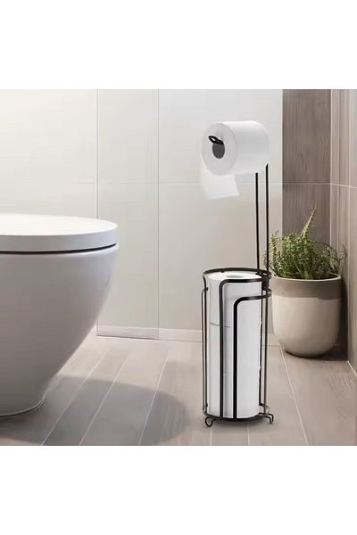 divendi-ro Set of 2 toilet paper holders, metal, 60cm high, black