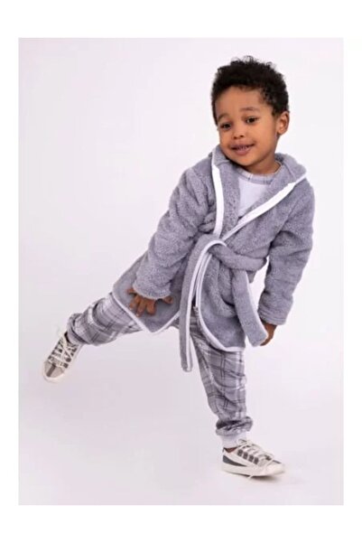 Nicol Children's Bathrobe with Zipper Grey Size 122-128