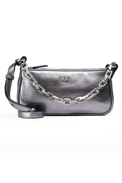 PİNKO Kožená kabelka Half Moon 23 cm