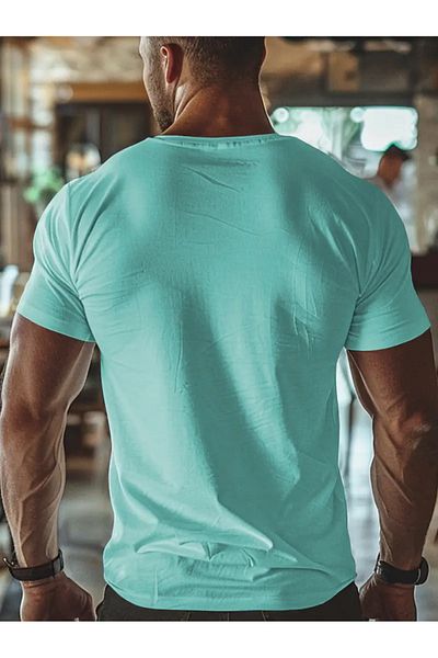 PENTHİLUS Men Short Sleeve Round Neck Geometric Pattern T-Shirt for Summer Outdoor Activities