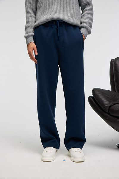 GRIMELANGE Benson Men's Drawcord Elastic Waist Relaxed Fit Navy Blue Sweatpants