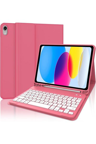 m.tk moveteck iPad 11Th Generation A16 2025 / 10Th Generation 10.9 Compatible Tablet Case with Keyboard Wireless Bluetooth Pen Compartment