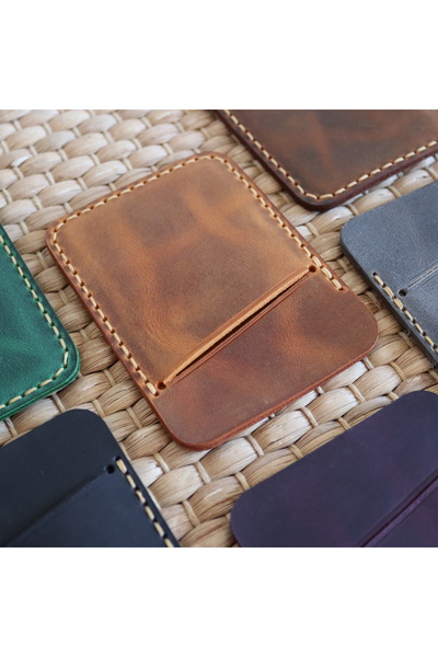 Derici Amca One Shot Genuine Leather Minimal Vertical Card Holder