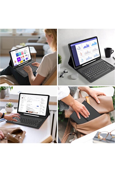 m.tk moveteck Samsung Galaxy Tab S10 Fe Plus 13.1inç Uyumlu Tablet Klavyeli Kılıf Kablosuz Bluetooth Kalem Bölmeli