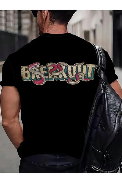 PENTHİLUS Men Short Sleeve Round Neck Geometric Pattern T-Shirt for Summer Outdoor Activities