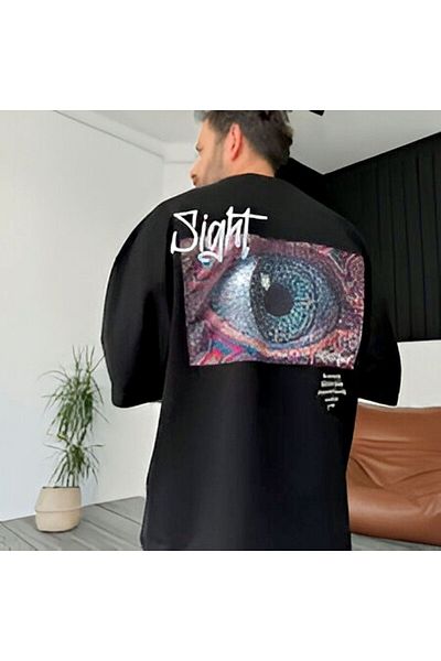 PENTHİLUS Men Short Sleeve Round Neck Geometric Pattern T-Shirt for Summer Outdoor Activities