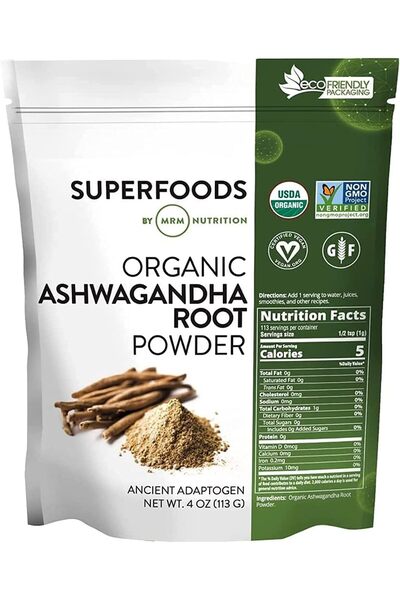 MRM مسحوق جذر أشواغاندا العضوي، غذاء فائق، مُكيف، مضاد أكسدة قوي، نباتي، جلوتين