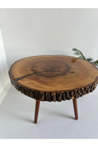 Yonga Sanat Atölyesi El Yapımı Doğal Ağaç Kütük ve Epoksi Orta Sehpa,72x72 cm