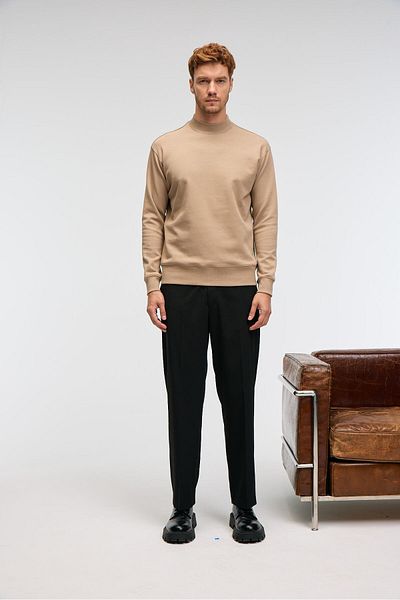 GRIMELANGE Quilla Men's Half Fisherman Basic Beige Sweatshirt