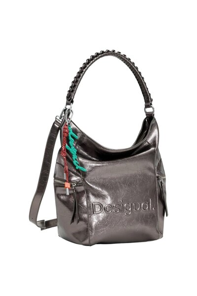 Desigual Rucsac Half Logo Arica Σκούρο Ασημί 5L - 25WAKP28-9225