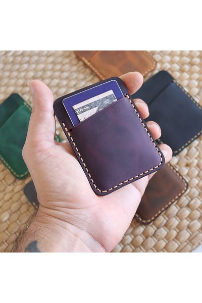 Derici Amca One Shot Genuine Leather Minimal Vertical Card Holder