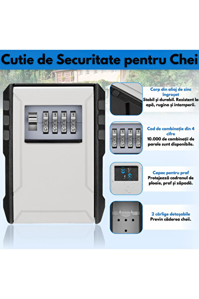 VisionHub Metal box with combination lock for key storage, waterproof, Waterproof external box, resistant