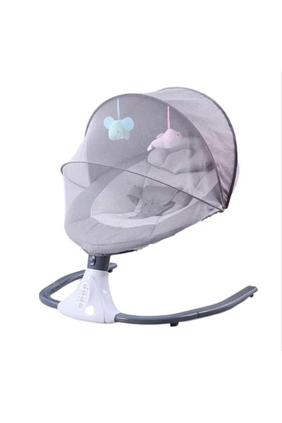 OEM Electric baby swing, with remote control, music, mosquito net and hanging toys, gray