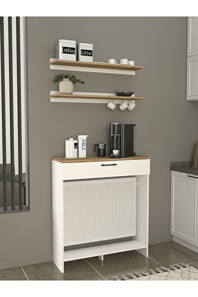 dorpek Solana Petek Üstü Kahve Köşesi Dresuar Çok Amaçlı Raf - 90 cm
