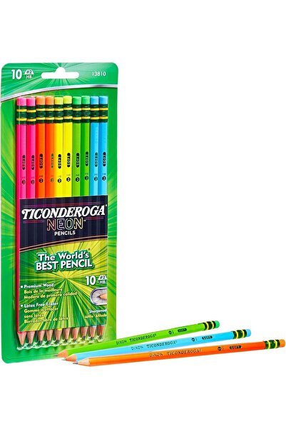 Dixon أقلام رصاص نيون مبراة، رقم 2 HB Soft (عبوة من 10 قطع)