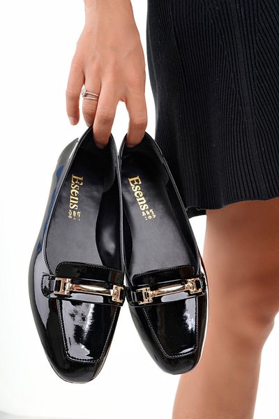 Firibu Women's Ballerinas Black Strappy Belted Lightweight Comfortable Stylish Business Office Daily Shoes Campaign Shoes
