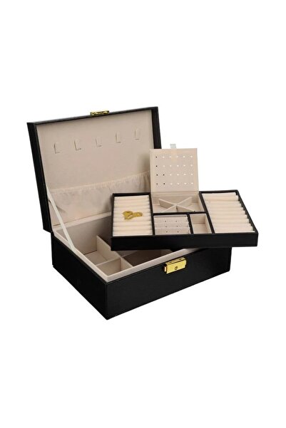 divendi-ro Cutie organizatoare pentru bijuterii cu 2 niveluri și lac, 23x17x9...