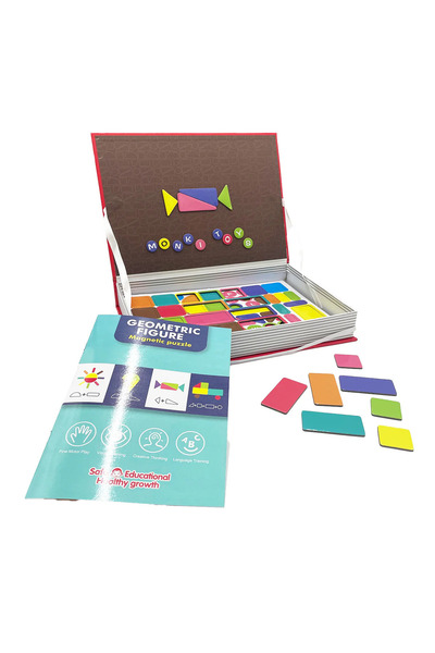 OEM Carte educativa magnetica, cu forme geometrice, 124 piese, 2-4 ani
