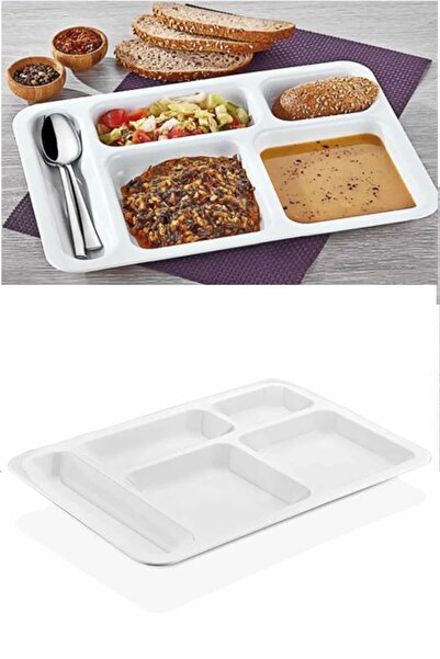 Evvano 10 Pieces 5 Compartment Unbreakable Table D'Hote Plate Self-Service Dining Hall School Diner Table D'Hôte (40 cm X28 cm)