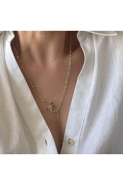 Venus Design Renkli Taşlı Yıldız Y Kolye