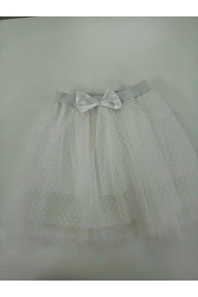 Sereia Girl's Tulle and Polka Dot-Bow Detailed Skirt White - White - Sreiaumqttwuectek-Be