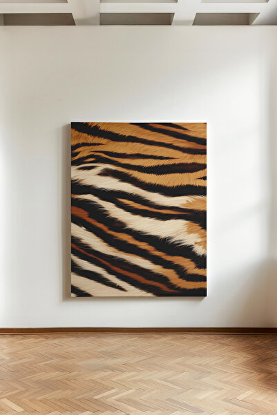 Kanvaspera Tüy Deseni Leopar, Zebra, Kaplan - Kanvas Tablo - Vahşi Doğa, Safa...