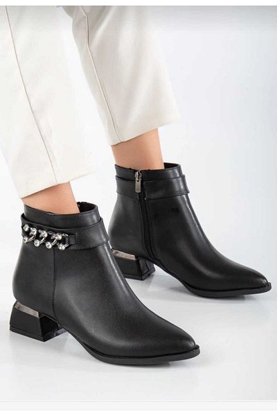 Zenvea Daily Women's Boots with Stone Pearl Heels