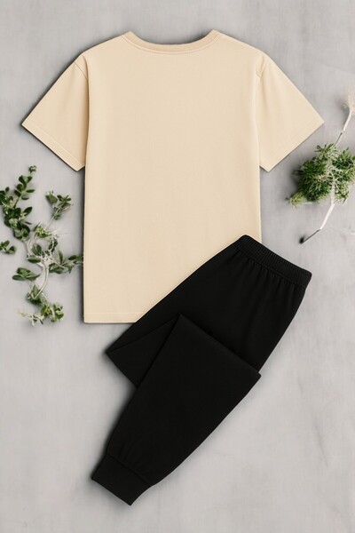 Trend Sizde Σετ φόρμας Unisex με μπεζ στάμπα Ciao στο επάνω και το κάτω μέρος