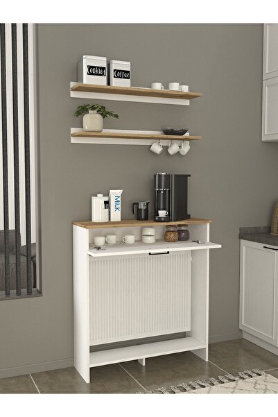 dorpek Solana Petek Üstü Kahve Köşesi Dresuar Çok Amaçlı Raf - 90 cm