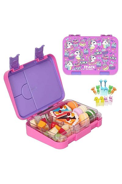 Snack Attack TM Bento Lunch Box for kids Pink Unicorn Color for Kids