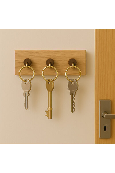 viveres 3lü Ahşap Anahtarlık Minimalist Tasarım Duvar Anahtarlığı Giriş Antre...