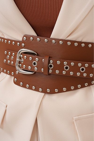 MODAM HİFA Wide Belt with Zimbal Dress Belt Shirt Belt Waist Belt Body Belt