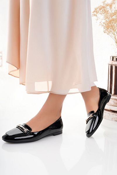 Firibu Women's Ballerinas Black Strappy Belted Lightweight Comfortable Stylish Business Office Daily Shoes Campaign Shoes