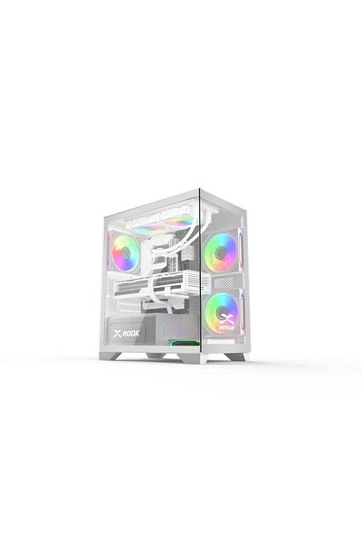 HOOK GAMING PC CASE BOLT with 4 ARGB FANS + HUB AND REMOTE (WHITE)