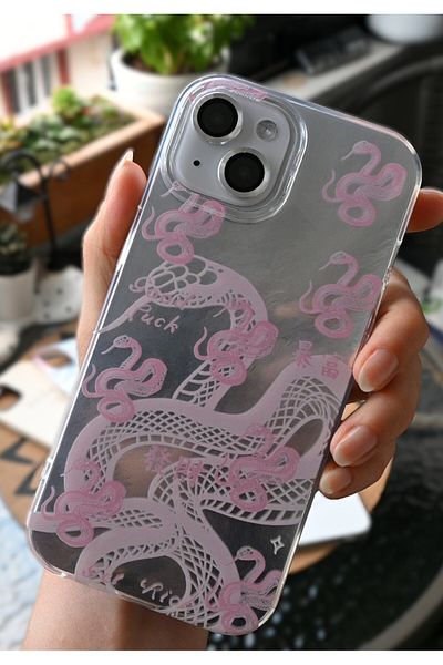 Go Aksesuar iPhone 15 - 14 - 13 Compatible Shine Snake Color Transition Glossy Design Silicone Case