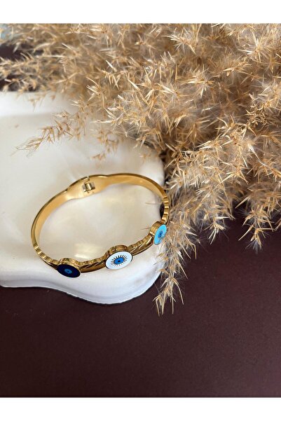 stainless steell Nazar Boncuklu Kelepçe Bileklik